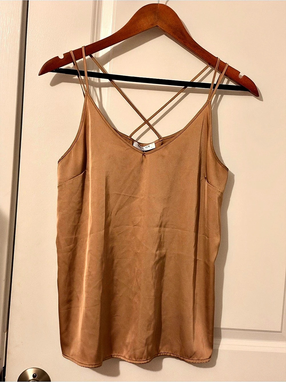 Ekouer Crisscross Strap Camisole in Brown Size Small Like New